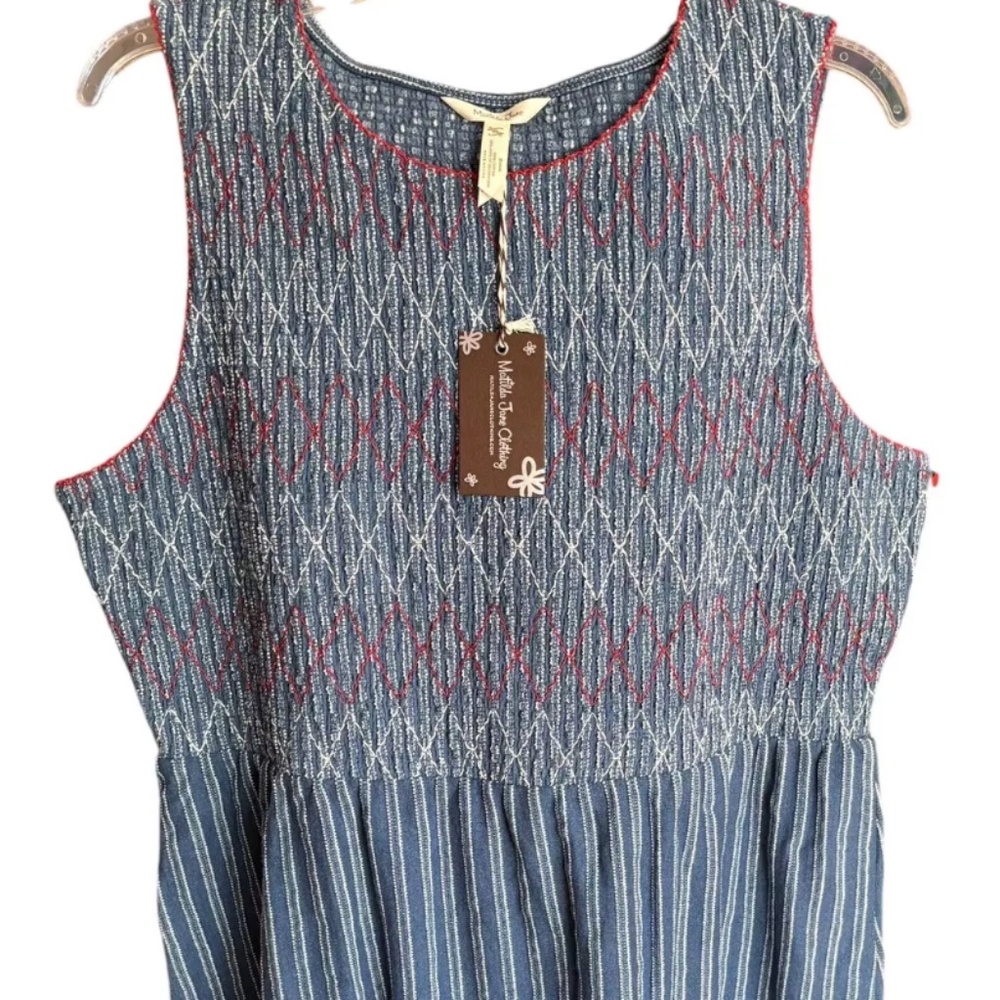 NWT Matilda Jane Roxie Blue Smocked Tank Top Small